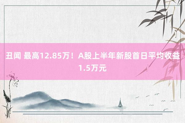 丑闻 最高12.85万！A股上半年新股首日平均收益1.5万元