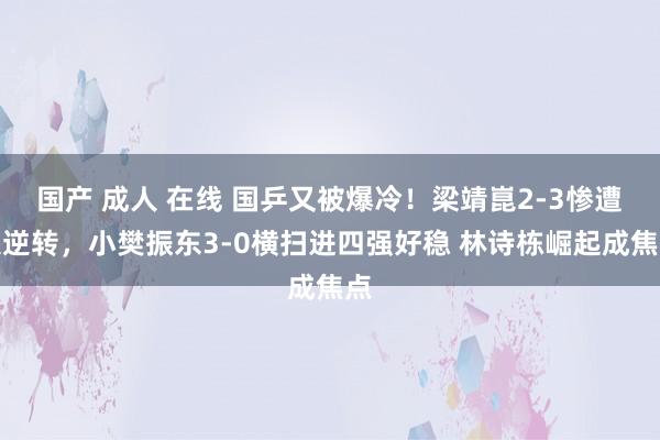 国产 成人 在线 国乒又被爆冷！梁靖崑2-3惨遭大逆转，小樊振东3-0横扫进四强好稳 林诗栋崛起成焦点