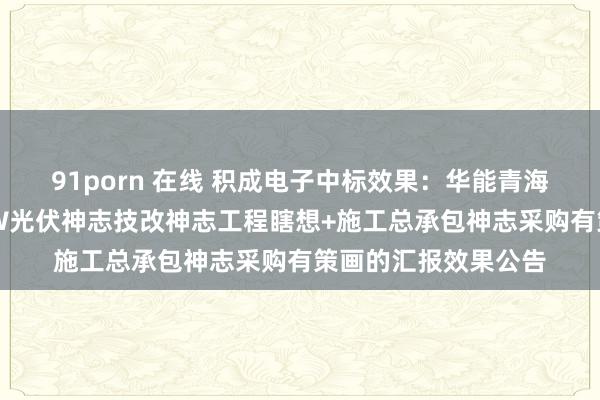 91porn 在线 积成电子中标效果：华能青海分公司格尔木20MW光伏神志技改神志工程瞎想+施工总承包神志采购有策画的汇报效果公告