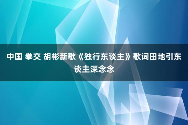 中国 拳交 胡彬新歌《独行东谈主》歌词田地引东谈主深念念