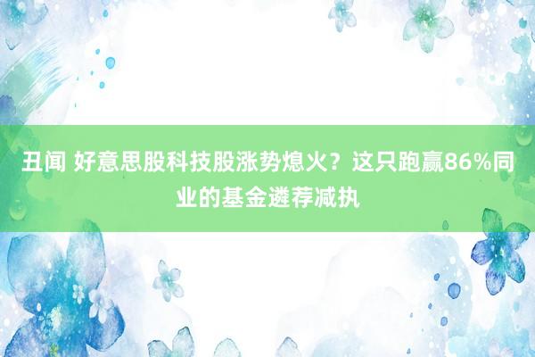 丑闻 好意思股科技股涨势熄火？这只跑赢86%同业的基金遴荐减执