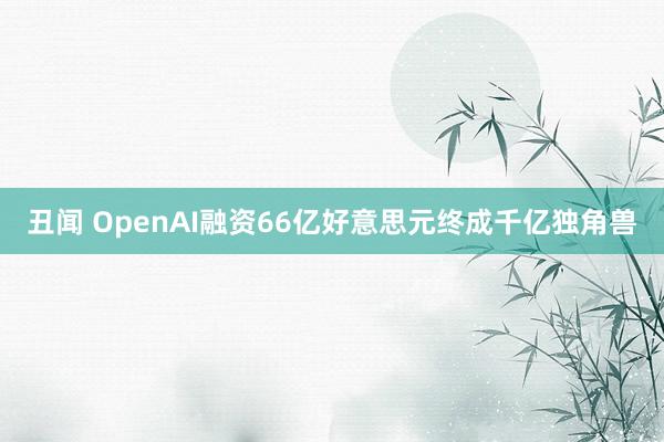 丑闻 OpenAI融资66亿好意思元终成千亿独角兽