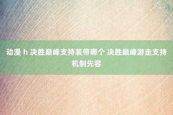 动漫 h 决胜巅峰支持装带哪个 决胜巅峰游走支持机制先容