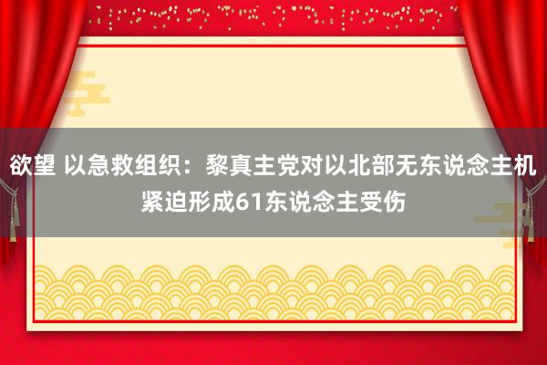 欲望 以急救组织：黎真主党对以北部无东说念主机紧迫形成61东说念主受伤