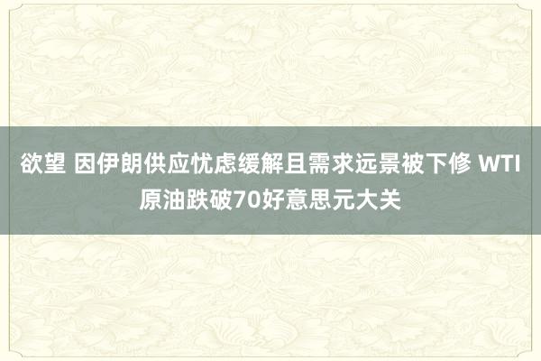 欲望 因伊朗供应忧虑缓解且需求远景被下修 WTI原油跌破70好意思元大关