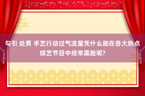 勾引 处男 手艺行动过气流量凭什么能在各大热点综艺节目中经常露脸呢?