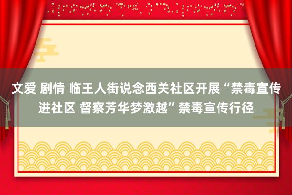 文爱 剧情 临王人街说念西关社区开展“禁毒宣传进社区 督察芳华梦激越”禁毒宣传行径