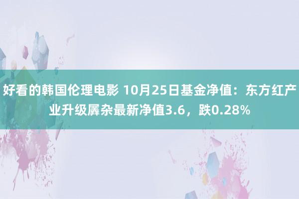 好看的韩国伦理电影 10月25日基金净值：东方红产业升级羼杂最新净值3.6，跌0.28%