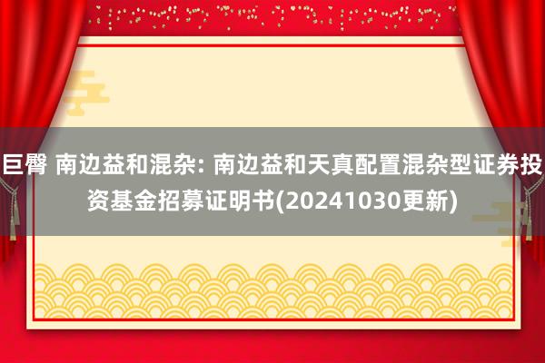 巨臀 南边益和混杂: 南边益和天真配置混杂型证券投资基金招募证明书(20241030更新)