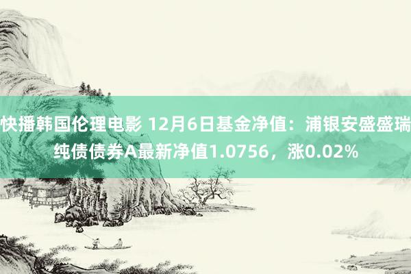 快播韩国伦理电影 12月6日基金净值：浦银安盛盛瑞纯债债券A最新净值1.0756，涨0.02%