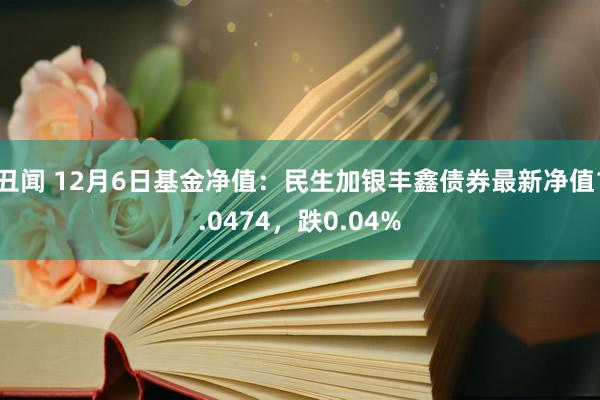 丑闻 12月6日基金净值：民生加银丰鑫债券最新净值1.0474，跌0.04%