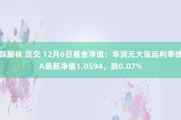 踩脚袜 足交 12月6日基金净值：华润元大泓远利率债A最新净值1.0594，跌0.07%