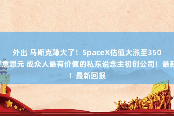 外出 马斯克赚大了！SpaceX估值大涨至3500亿好意思元 成众人最有价值的私东说念主初创公司！最新回报