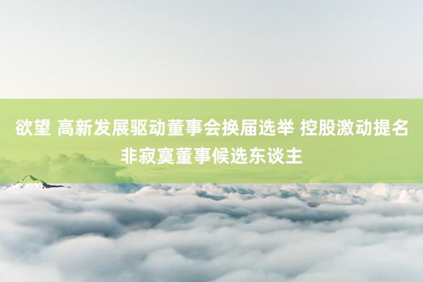 欲望 高新发展驱动董事会换届选举 控股激动提名非寂寞董事候选东谈主