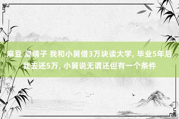 麻豆 夏晴子 我和小舅借3万块读大学， 毕业5年后我去还5万， 小舅说无谓还但有一个条件