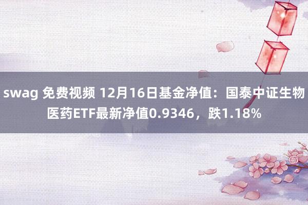 swag 免费视频 12月16日基金净值：国泰中证生物医药ETF最新净值0.9346，跌1.18%