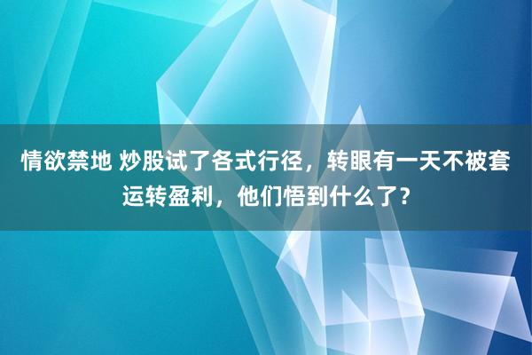 情欲禁地 炒股试了各式行径，转眼有一天不被套运转盈利，他们悟到什么了？