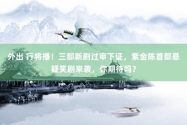 外出 行将播！三部新剧过审下证，紫金陈首部悬疑笑剧来袭，你期待吗？