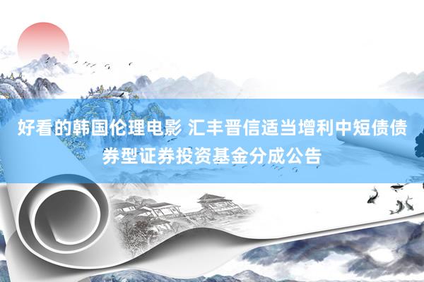 好看的韩国伦理电影 汇丰晋信适当增利中短债债券型证券投资基金分成公告