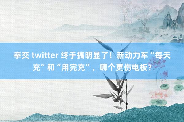 拳交 twitter 终于搞明显了！新动力车“每天充”和“用完充”，哪个更伤电板？