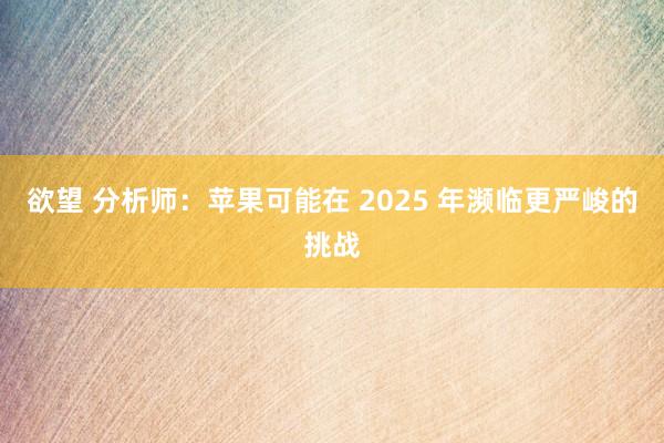 欲望 分析师：苹果可能在 2025 年濒临更严峻的挑战