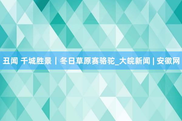 丑闻 千城胜景｜冬日草原赛骆驼_大皖新闻 | 安徽网