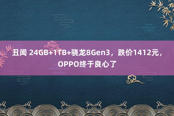 丑闻 24GB+1TB+骁龙8Gen3，跌价1412元，OPPO终于良心了