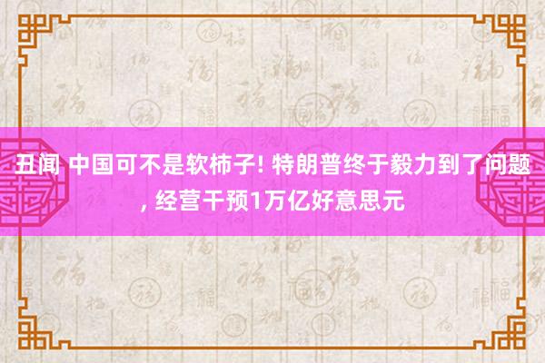 丑闻 中国可不是软柿子! 特朗普终于毅力到了问题， 经营干预1万亿好意思元